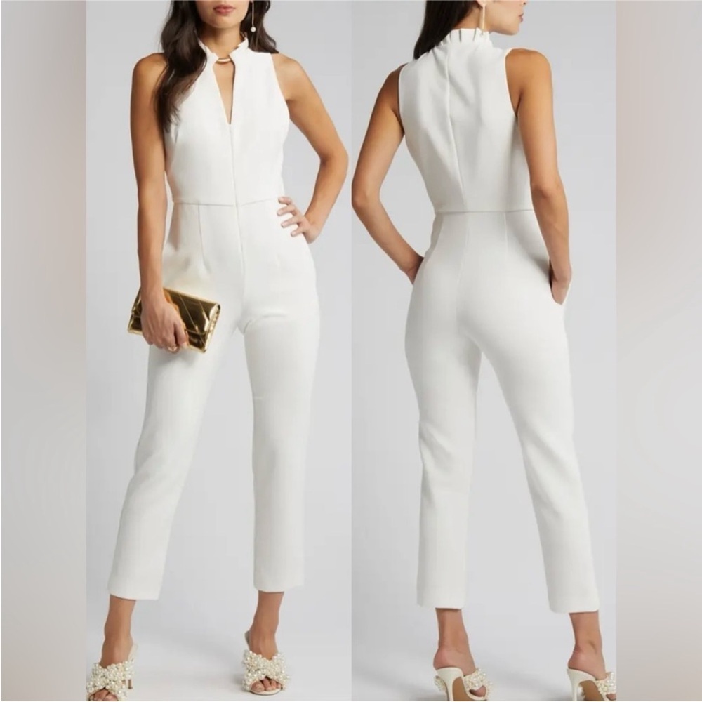 Black Halo Antoinette Sleeveless Jumpsuit Porcelain White Size 0